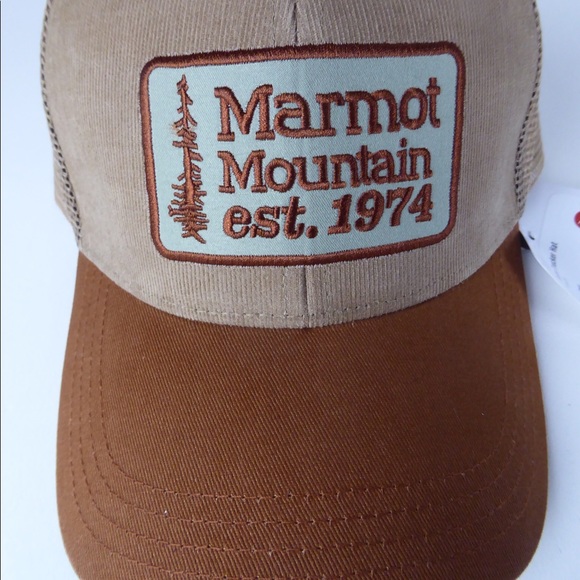 Marmot Retro Embroidered Fine Wale Corduroy Trucker Hat Mesh Cap NWT - Picture 3 of 9